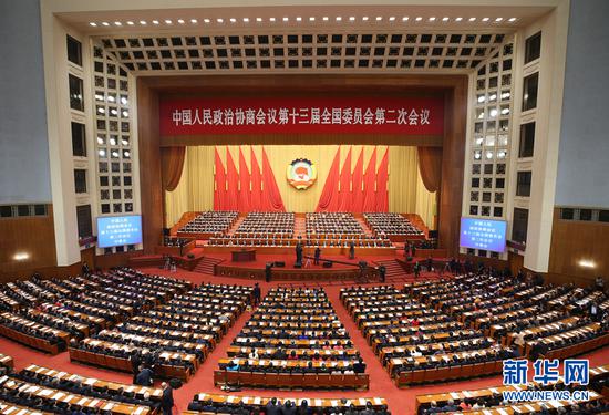3月3日，中國人民政治協(xié)商會議第十三屆全國委員會第二次會議在北京人民大會堂開幕。 新華社記者 姚大偉 攝